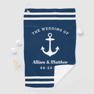 Ankerschiff der Nautic Navy Blue Wedding Monogram Golfhandtuch