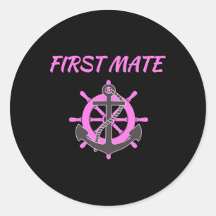 Ankerschiff der rosa First Mate Anchor Nautic Runder Aufkleber