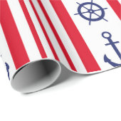 Ankerschiff für nautisches Segeln Red White Strip Geschenkpapier (Rolleneckpunkt)