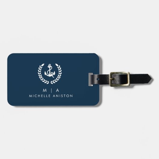 Ankerschiff für Schiffe der Marine | Monogramm Cus Gepäckanhänger (Vorderseite horizontal)