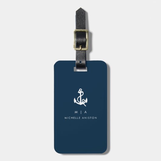 Ankerschiff für Schiffe der Marine | Monogramm Cus Gepäckanhänger (Vorderseite vertikal)