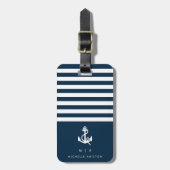 Ankerschiff für Schiffe der Marine | Monogramm Cus Gepäckanhänger (Vorderseite vertikal)