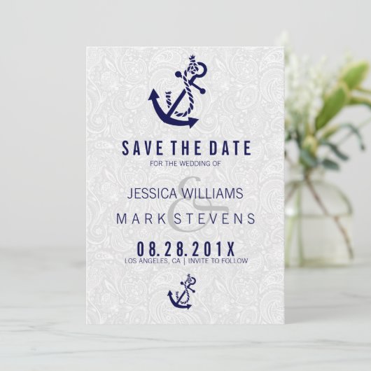 Ankerschiff für Schiffe Save the Date (Stehend Vorderseite)