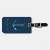 Ankerschiff | Monogramm Custom Gepäckanhänger (Vorderseite horizontal)