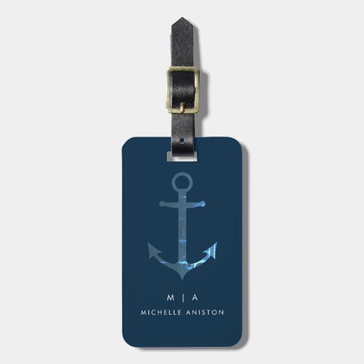 Ankerschiff | Monogramm Custom Gepäckanhänger (Vorderseite vertikal)