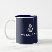 Ankerschiff Navy Blue Individuelle Name Zweifarbige Tasse (Links)