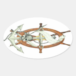 Ankerschiff Ovaler Aufkleber