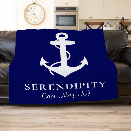 Ankerschiff Personalisiert Navy Blue Fleecedecke