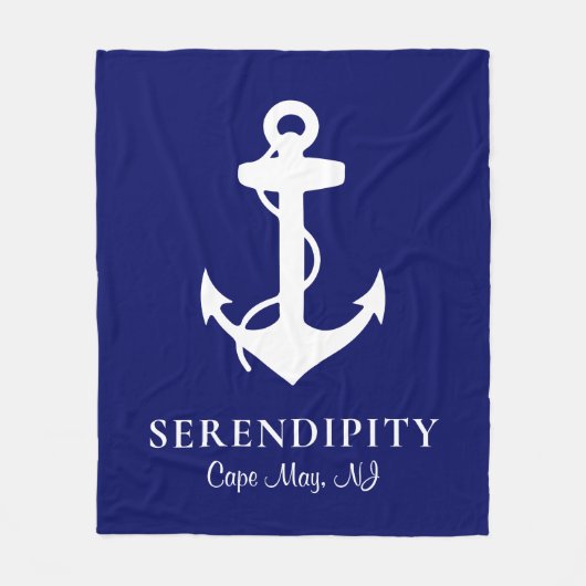 Ankerschiff Personalisiert Navy Blue Fleecedecke (Vorderseite)