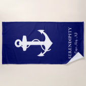 Ankerschiff Personalisiert Navy Blue Strandtuch (Vorderseite)