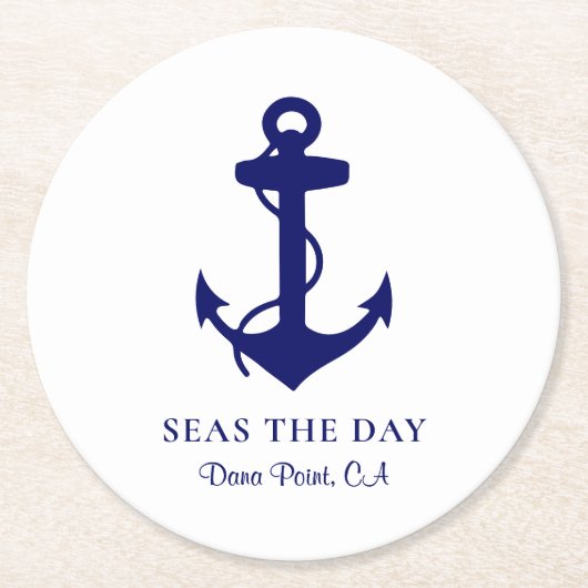 Ankerschiff Runder Pappuntersetzer (Vorderseite)