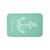 Ankerschiff "White & Mint Nautical Boat" Badematte (Vorderseite)