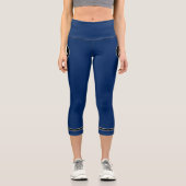 Ankerseil blaue Schwarz-weiße Streifen Capri Leggings (Vorderseite)