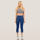Ankerseil blaue Schwarz-weiße Streifen Capri Leggings (Vorderseite)