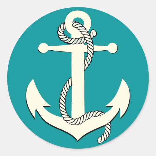 Ankerseil der nautischen aqua-blauen Silhouette Runder Aufkleber (Vorderseite)