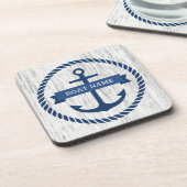 Ankerseil Grenzschiff Name Treibholz Hintergrund Getränkeuntersetzer (Linke Seite)