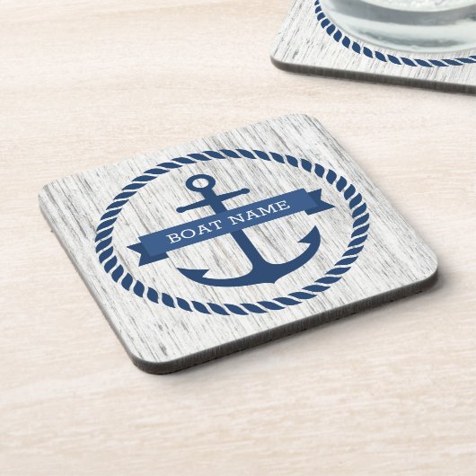 Ankerseil Grenzschiff Name Treibholz Hintergrund Getränkeuntersetzer (Linke Seite)