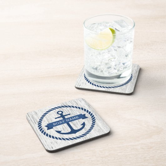 Ankerseil Grenzschiff Name Treibholz Hintergrund Getränkeuntersetzer (Rechte Seite)