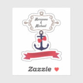 Ankerseil Rahmen nautische Seereise Rot ri Aufkleber (Blatt)