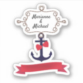 Ankerseil Rahmen nautische Seereise Rot ri Aufkleber (Vorderseite)