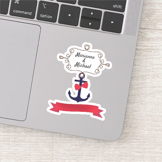 Ankerseil Rahmen nautische Seereise Rot ri Aufkleber (Detail)