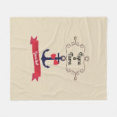 Ankerseil Rahmen nautische Seereise Rot ri Fleecedecke (Vorderseite (Horizontal))