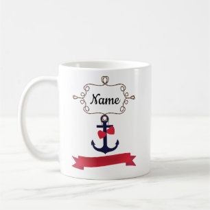 Ankerseil Rahmen nautische Seereise Rot ri Kaffeetasse