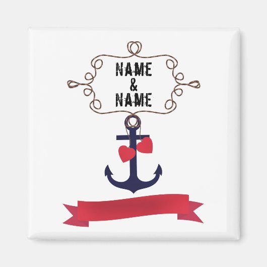 Ankerseil Rahmen nautische Seereise Rot ri Magnet (Vorne)