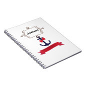 Ankerseil Rahmen nautische Seereise Rot ri Notizblock (Rechte Seite)