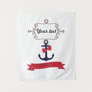 Ankerseil Rahmen nautische Seereise Rot ri Wandteppich
