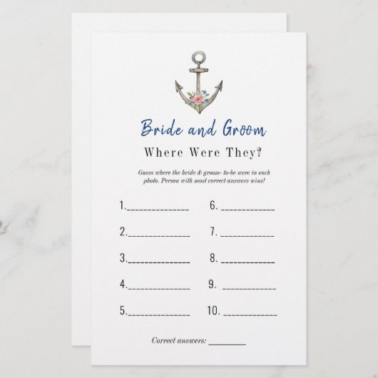 Ankerspiel "Wo waren sie?" (Vorne/Hinten)