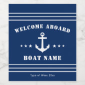 Ankerstars Willkommen auf dem Schiff Name Jahr Mar Weinetikett (Einzelnes Label)