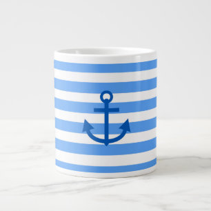 Ankerstreifen blau und weiß Jumbo-Tasse