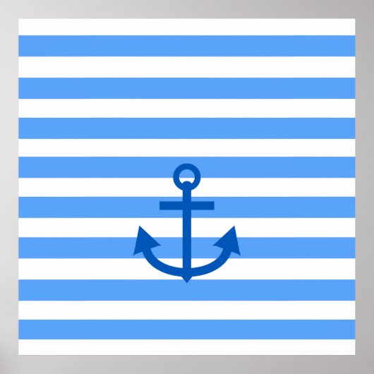 Ankerstreifen blau und weiß poster (Vorne)