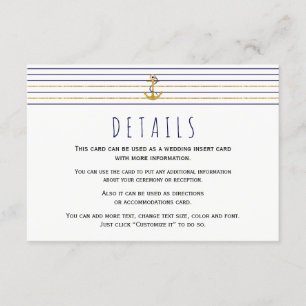 Ankerstreifen für die Goldmedaille nautische Hochz Begleitkarte