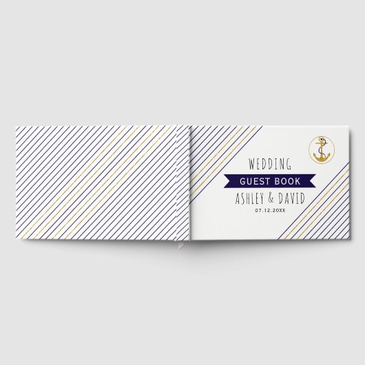 Ankerstreifen für Gold und Marinesoldaten Gästebuch (Voll)