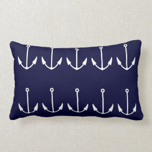 Ankerstreifen WEISS auf NAVY BLUE PILLOW Lendenkissen