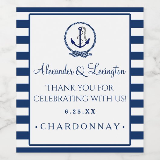 Ankerstreifenfarbe für die kalibrische Hochzeit Weinetikett (Einzelnes Label)