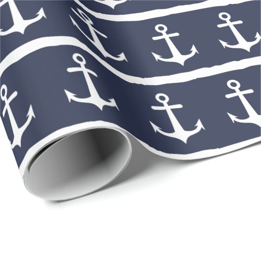 Ankervorrichtung für blaue Streifen der Nautik Geschenkpapier (Rolleneckpunkt)