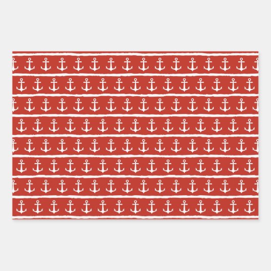 Ankervorrichtung für blaue, weiße Streifen Geschenkpapier Set (Vorderseite 2)