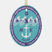 Ankerwaves Nautical Ship Boat Yacht Monogramm Keramik Ornament (Rechts)