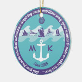 Ankerwaves Nautical Ship Boat Yacht Monogramm Keramik Ornament (Links)