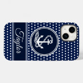 Ankerzeichen Seeblau-Weiß-Individuelle Name Case-Mate iPhone Hülle (Rückseite (Horizontal))