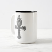 Ankh Cross Eye Horus Altes ägyptisches Symbol Zweifarbige Tasse (Vorderseite Links)