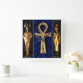 Ankh Egyptian Blue Background Quadratische Wanduhr (Zuhause)