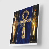 Ankh Egyptian Blue Background Quadratische Wanduhr (Winkel)