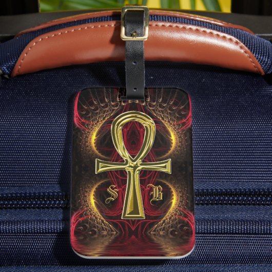 Ankh Gold Goddess Custom Initials Gepäckanhänger (Vorderseite Insitu 2)