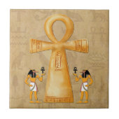 Ankh Key Of Life On Hieroglyph Ceramic Tile Fliese (Vorderseite)