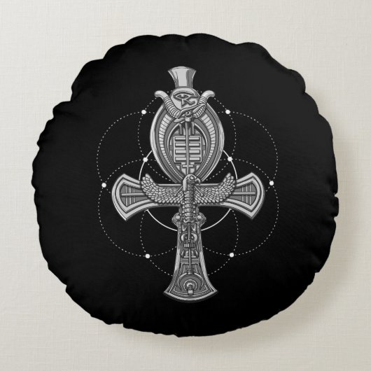 Ankh Querauge Horus alten ägyptischen Symbols Rundes Kissen (Vorderseite)