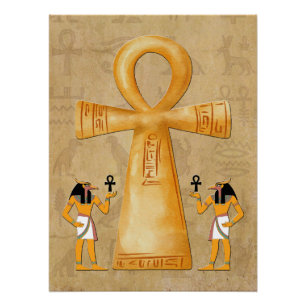 Ankh Schlüssel des Lebens auf Hieroglyphe Poster